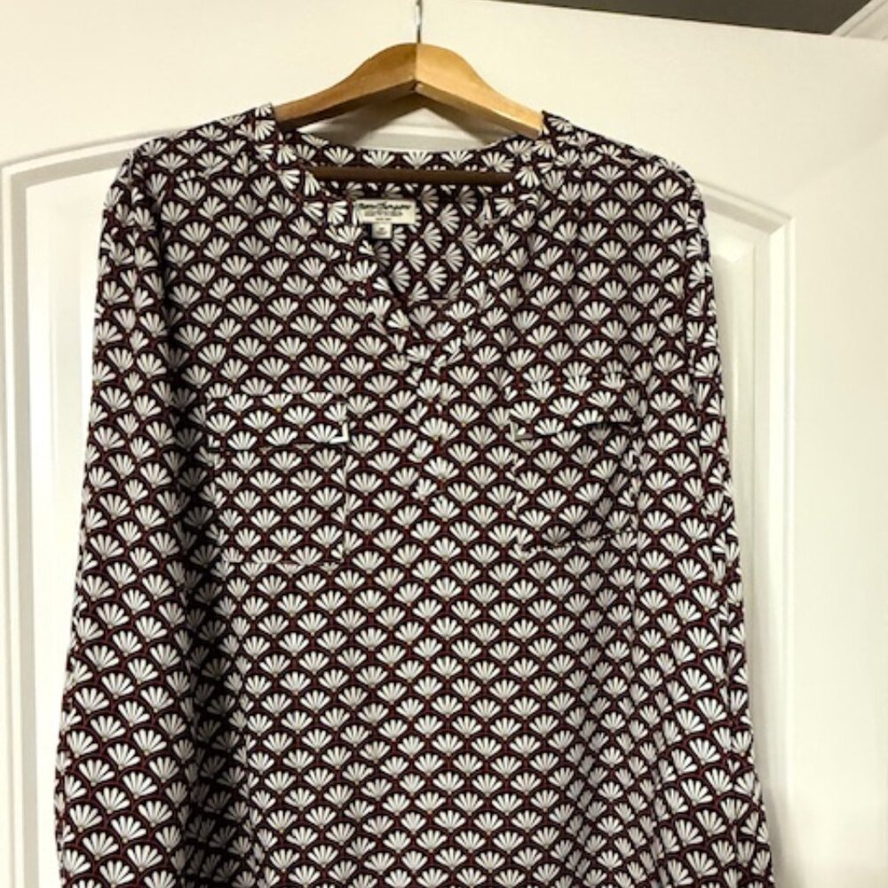 Women's Norm Thompson Blouse - Navy, White, and small yellow dots